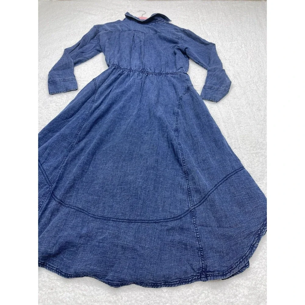 Anthropologie Pilcro Dress Wrap Midi Blue V Neck Cotton Preppy Boho Medium NWT